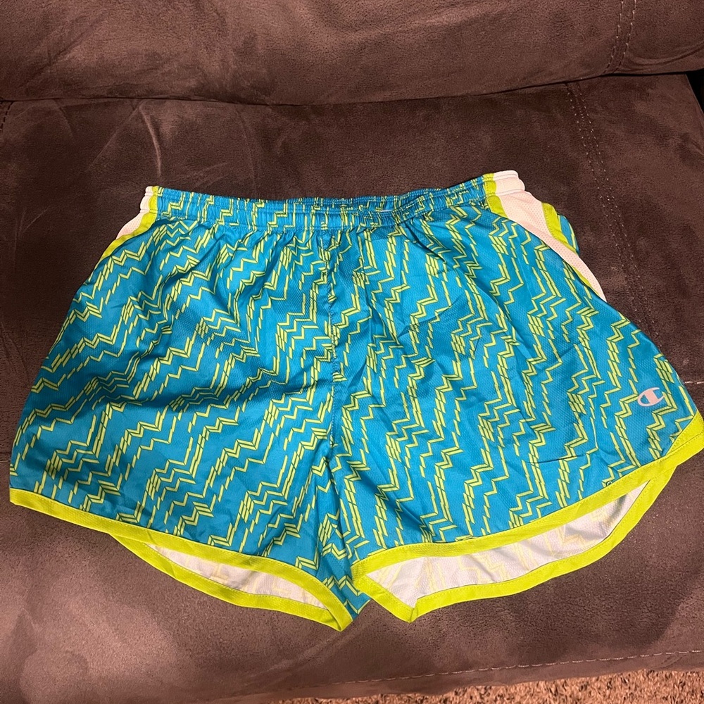 Champion Women's Zigzag Athletic Shorts - Blue and Yellow